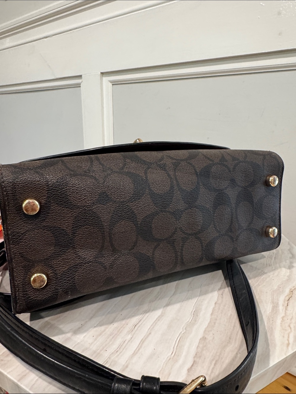 COACH Bag Tilly Signature Black Top-Handle Satchel Crossbody - Picture 9 of 17
